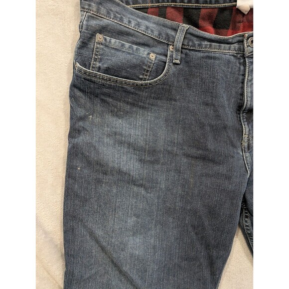 Eddie Bauer Jeans Mens 42x32 Blue Relaxed Fit Straight Leg Flannel Lined Denim - Picture 12 of 16